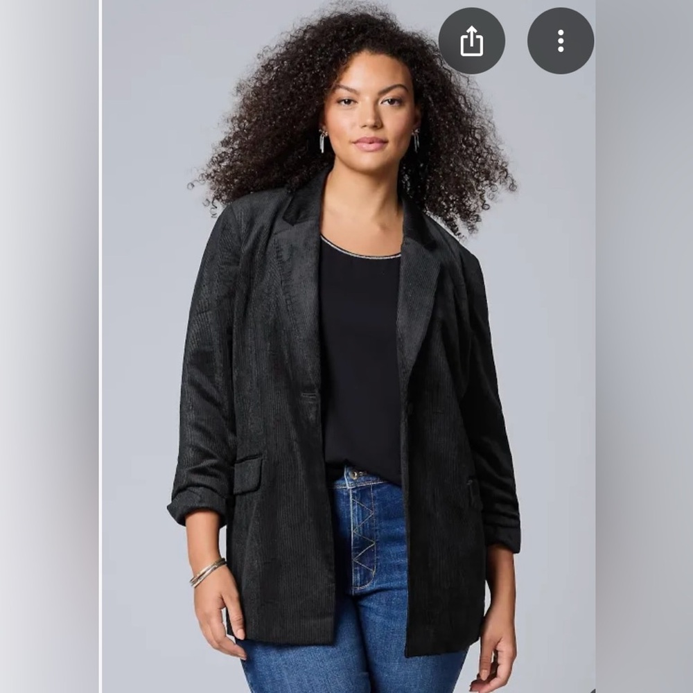 J. Jill Tribeca Oversized Blazer in Black Corduroy Size L. NWT